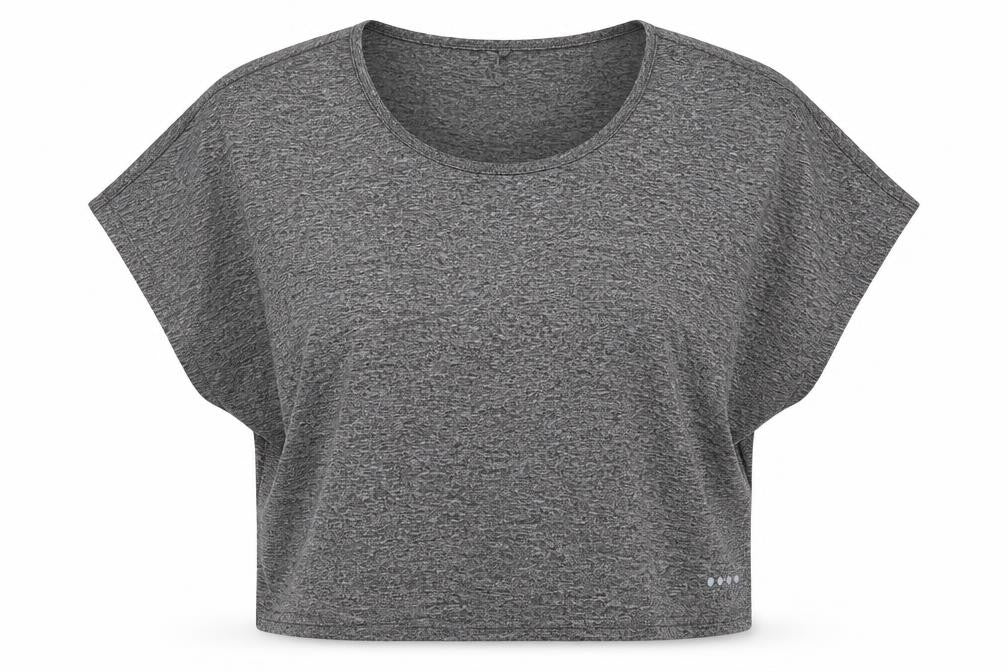 Matalan Womens Grey  Polyester Cropped T-Shirt Size XL Scoop Neck Pullover