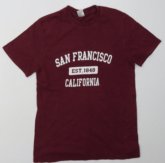 apparel Womens Purple  Cotton Basic T-Shirt Size L Crew Neck - San Francisco