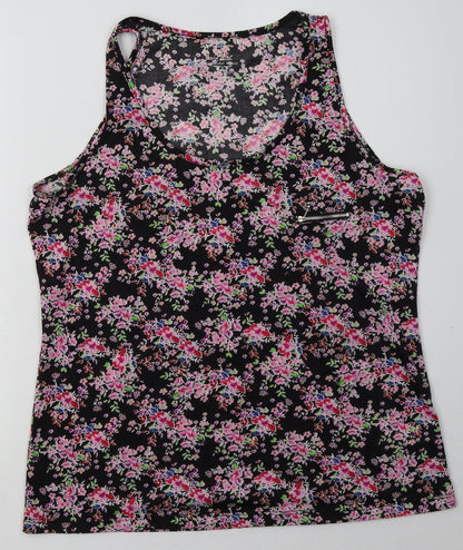 Preloved Peacocks Womens Pink Floral Polyester Basic Tank Size 18 Crew Neck - Front