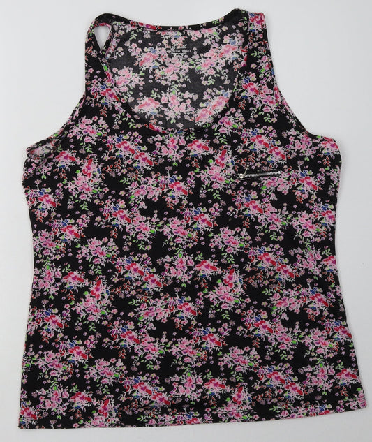 Peacocks Womens Pink Floral Polyester Basic Tank Size 18 Crew Neck