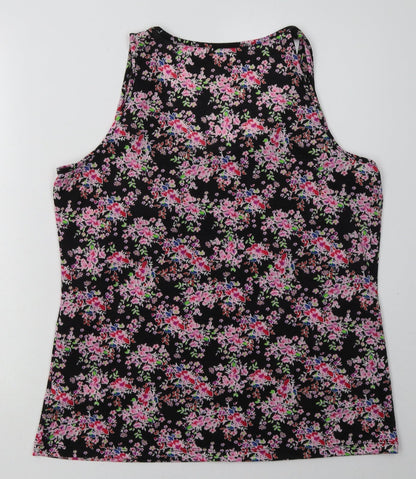 Preloved Peacocks Womens Pink Floral Polyester Basic Tank Size 18 Crew Neck - Back