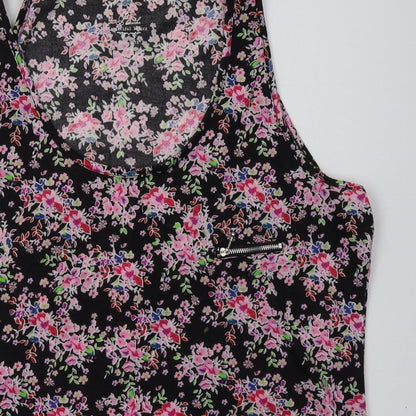 Preloved Peacocks Womens Pink Floral Polyester Basic Tank Size 18 Crew Neck - Detail