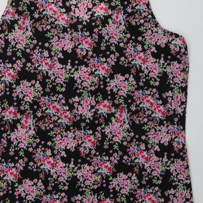 Preloved Peacocks Womens Pink Floral Polyester Basic Tank Size 18 Crew Neck - Label