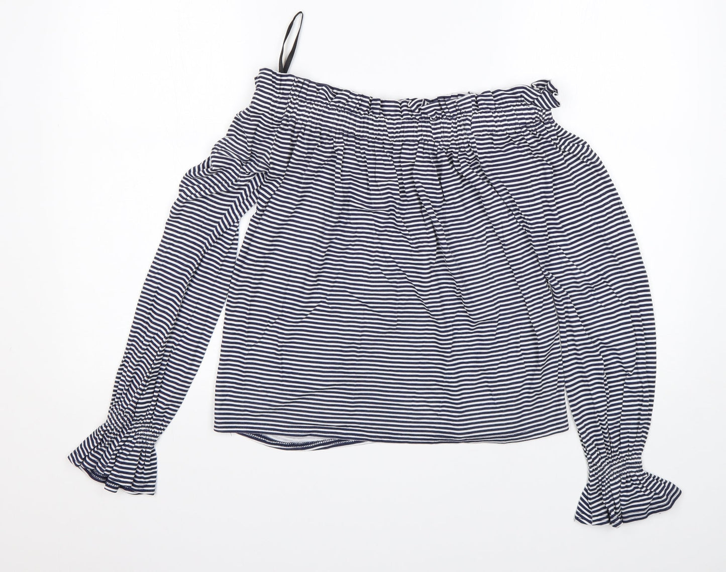 Atmosphere Womens Multicoloured Striped Viscose Basic T-Shirt Size 6 Boat Neck