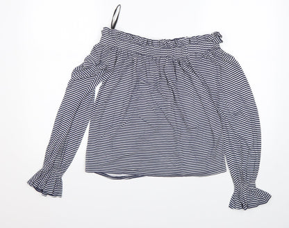 Atmosphere Womens Multicoloured Striped Viscose Basic T-Shirt Size 6 Boat Neck