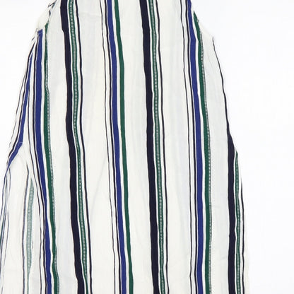 River Island Womens Multicoloured Striped Viscose Basic Blouse Size 10 V-Neck