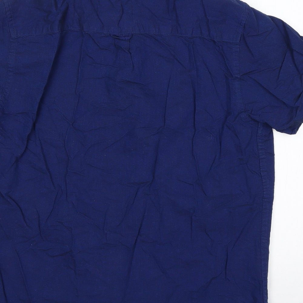 Primark Mens Blue  Cotton  Button-Up Size M Collared