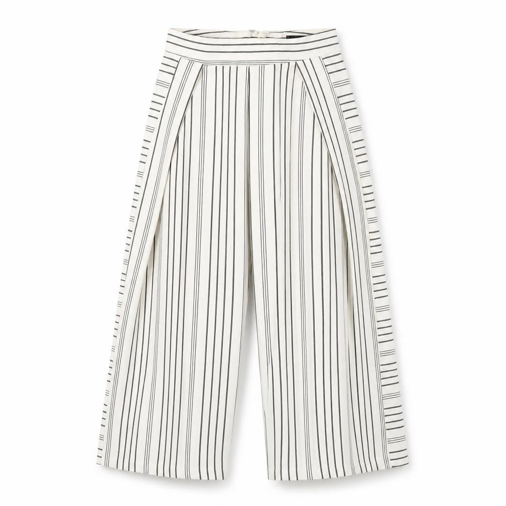 Topshop Womens Multicoloured Striped Polyester Cropped Trousers Size 6 L22 in Regular