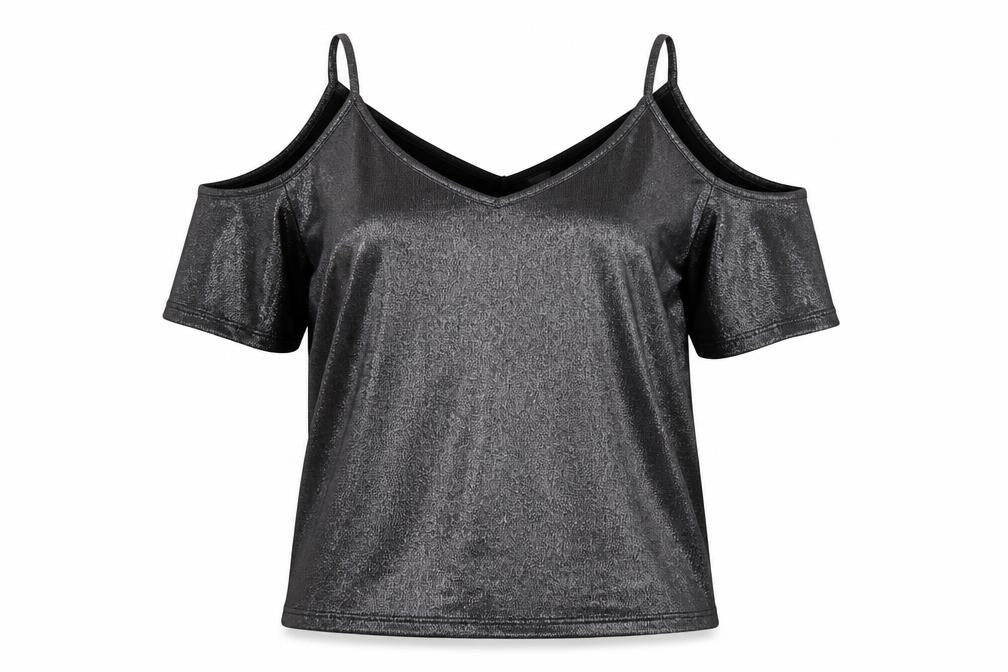 Papaya Womens Silver  Polyester Basic Blouse Size 12 V-Neck