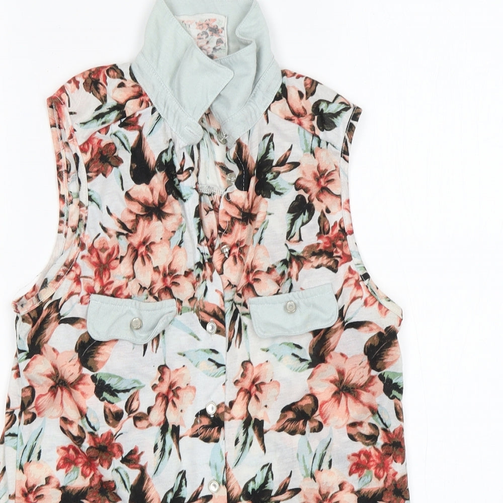 Atmosphere Womens Multicoloured Floral Polyester Basic Button-Up Size 10 Collared