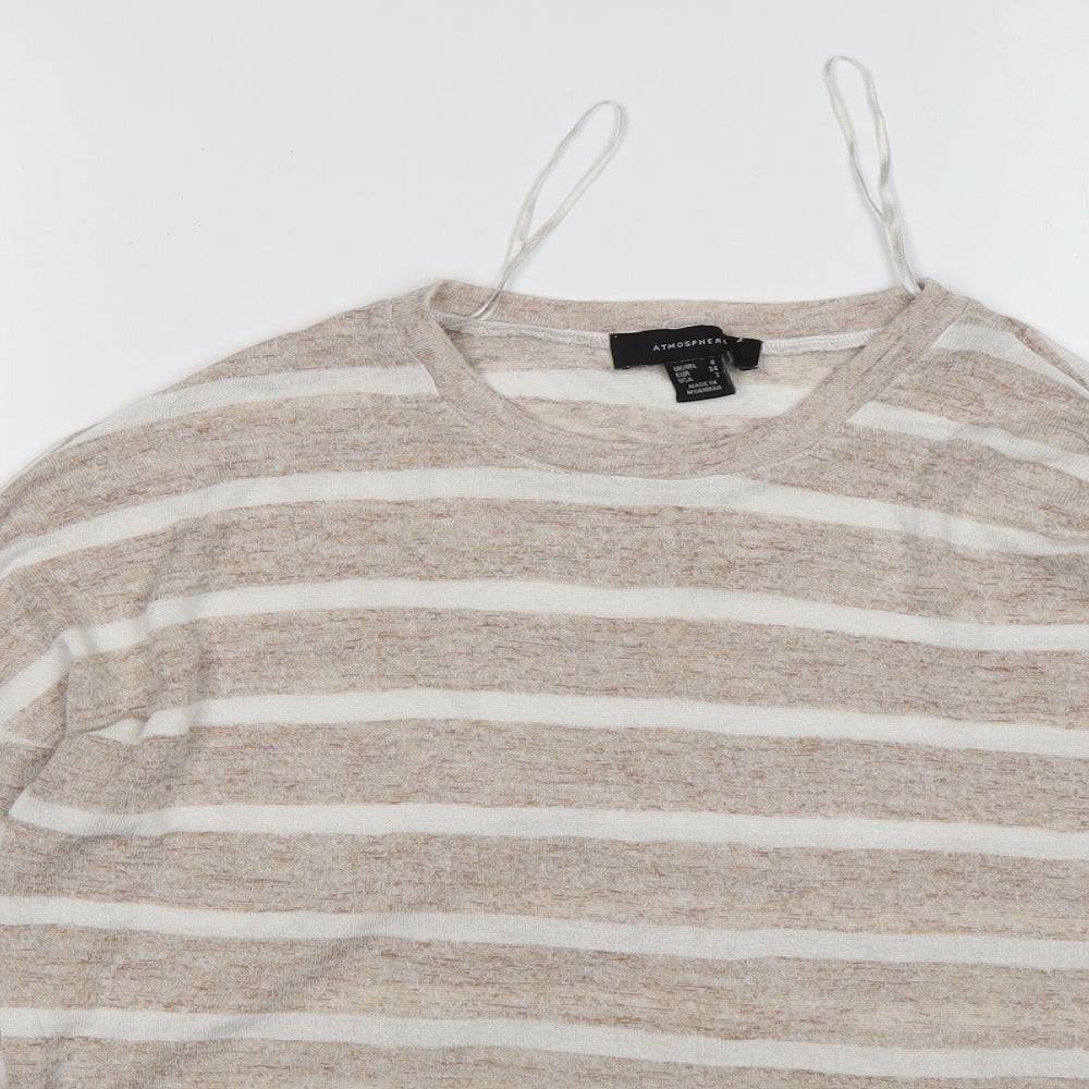 Atmosphere Womens Multicoloured Round Neck Striped Viscose Pullover Jumper Size 6