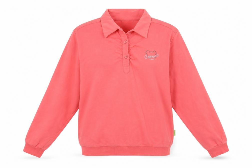 Stadlie Womens Pink  Cotton Henley Sweatshirt Size M  Button