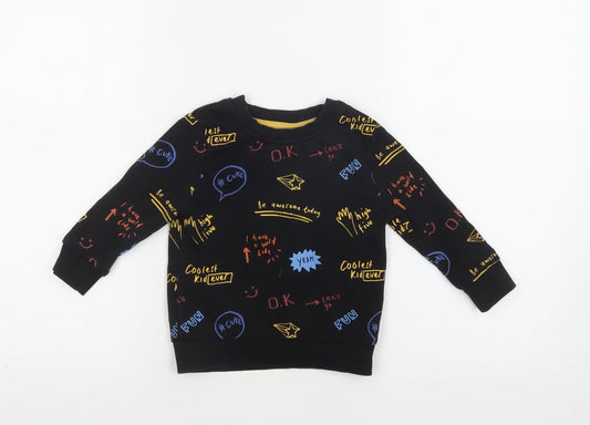 George Baby Black Geometric Cotton Pullover Jumper Size 12-18 Months