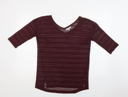 Next Womens Purple V-Neck   Pullover Jumper Size 8
