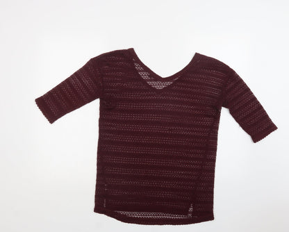 Next Womens Purple V-Neck   Pullover Jumper Size 8