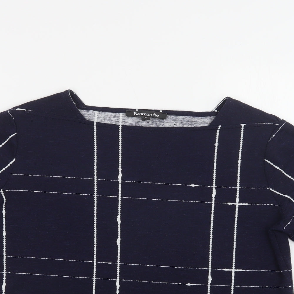 Bonmarché Womens Blue Square Neck  Polyester Pullover Jumper Size 10