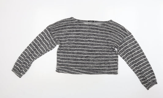 Boohoo Womens Grey Striped Viscose Top Lounge Set Size 12