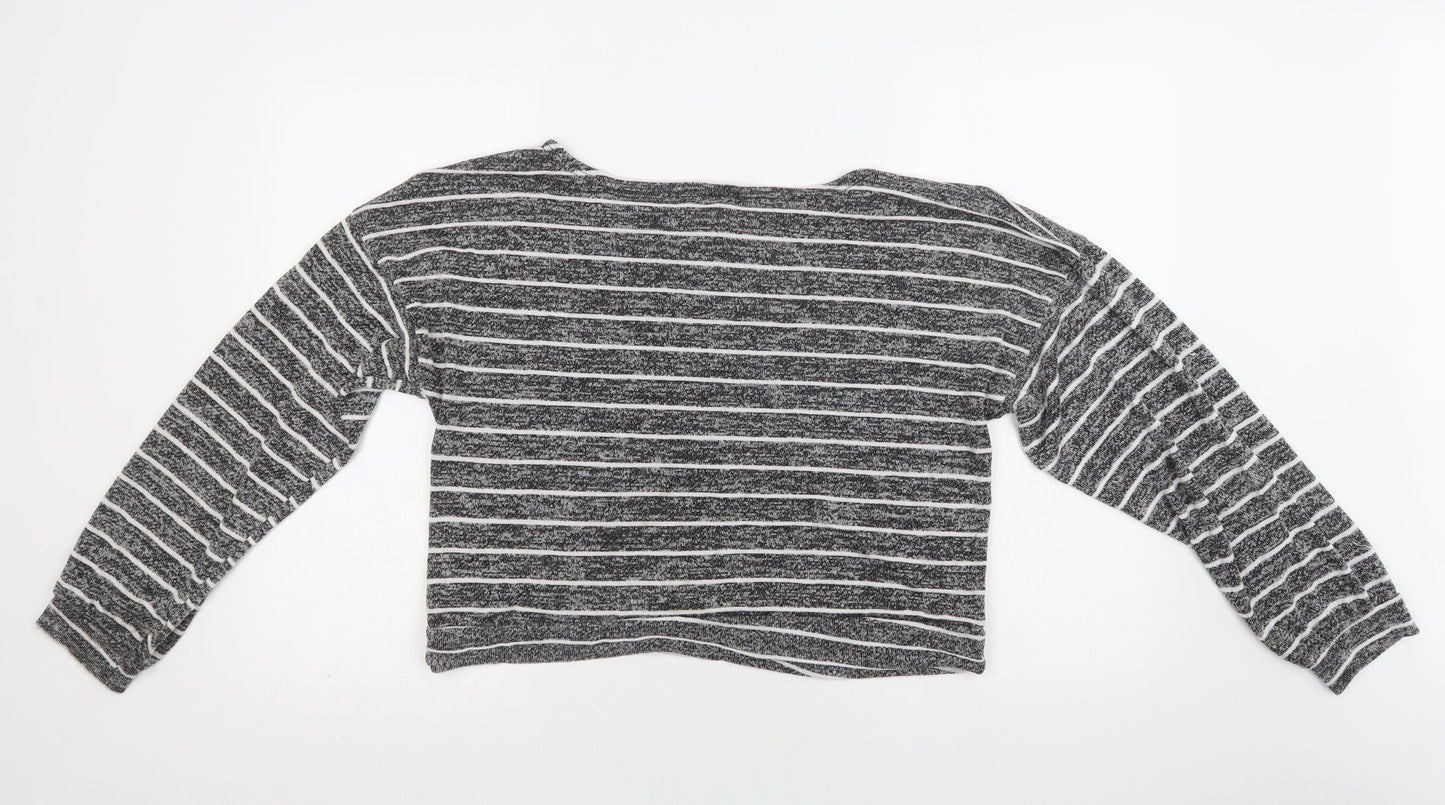 Boohoo Womens Grey Striped Viscose Top Lounge Set Size 12