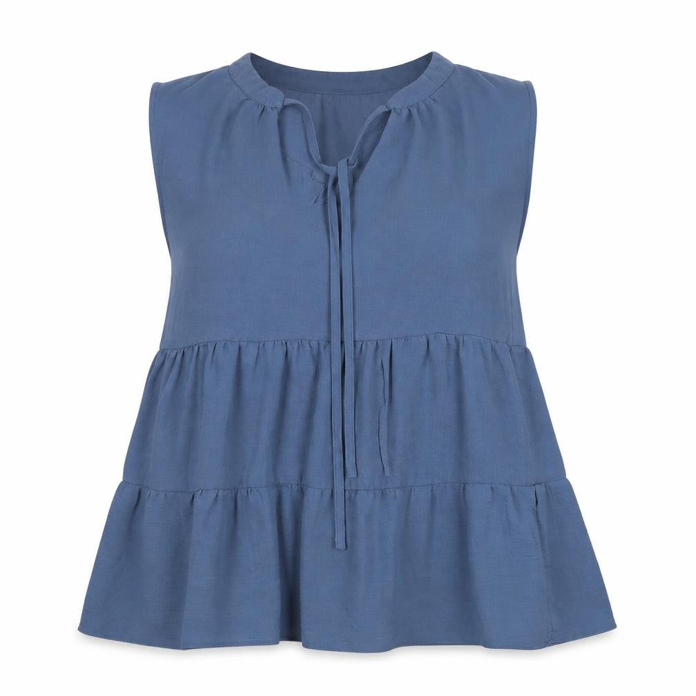 George Womens Blue  Polyester Basic Blouse Size 12 V-Neck