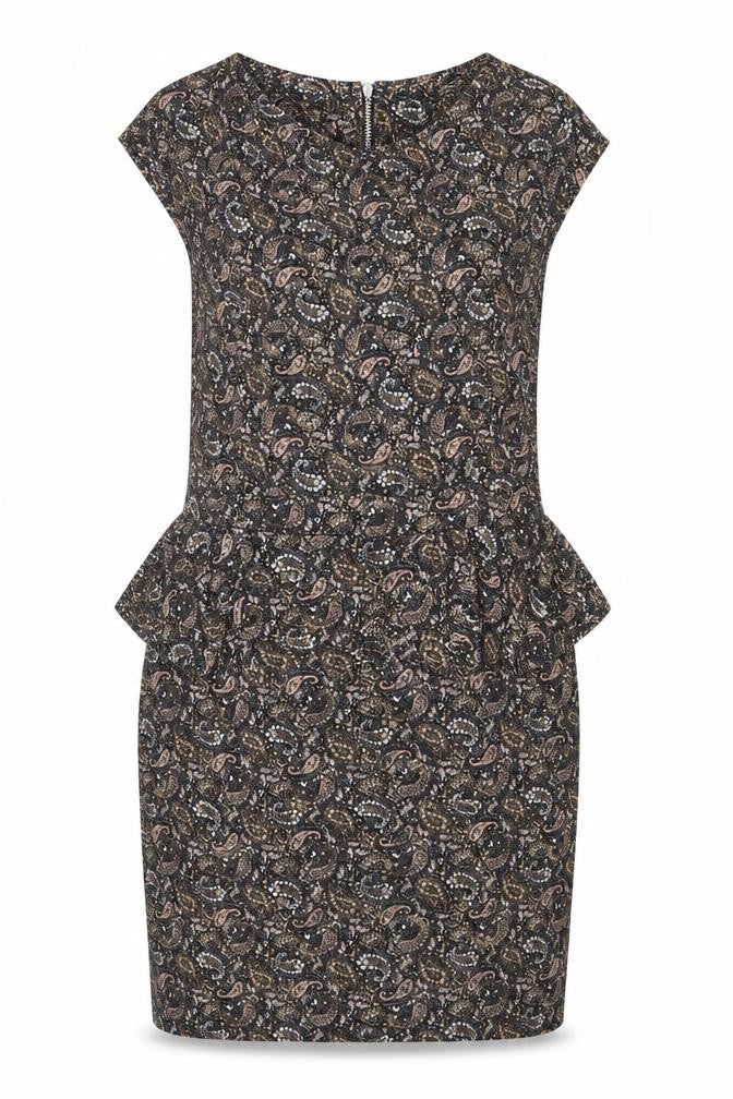 Warehouse Womens Black Paisley Viscose Shift  Size 16  Round Neck