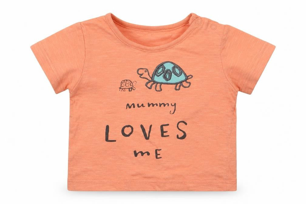 Marks & Spencer Girls Orange  Cotton Basic T-Shirt Size 6-9 Months Round Neck