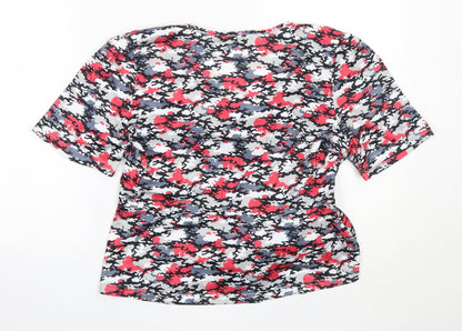 SHEIN Womens Red Camouflage Polyester Basic Blouse Size L V-Neck