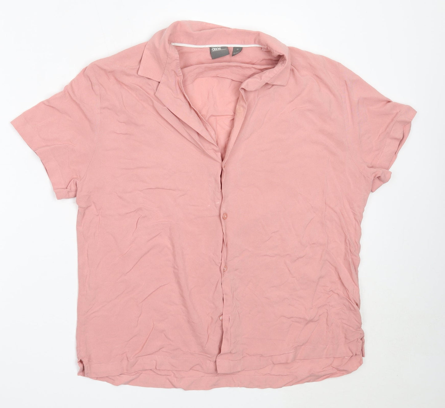 ASOS Womens Pink  Viscose Basic Button-Up Size M Collared