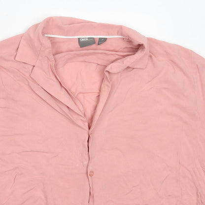 ASOS Womens Pink  Viscose Basic Button-Up Size M Collared