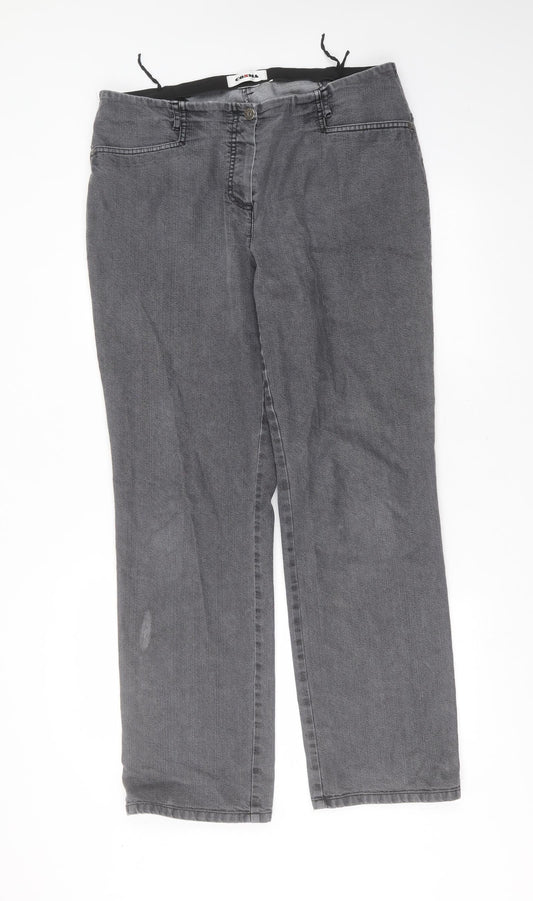 Preloved COSMA Womens Grey  Cotton Straight Jeans Size 36 in L31 in Regular - Front