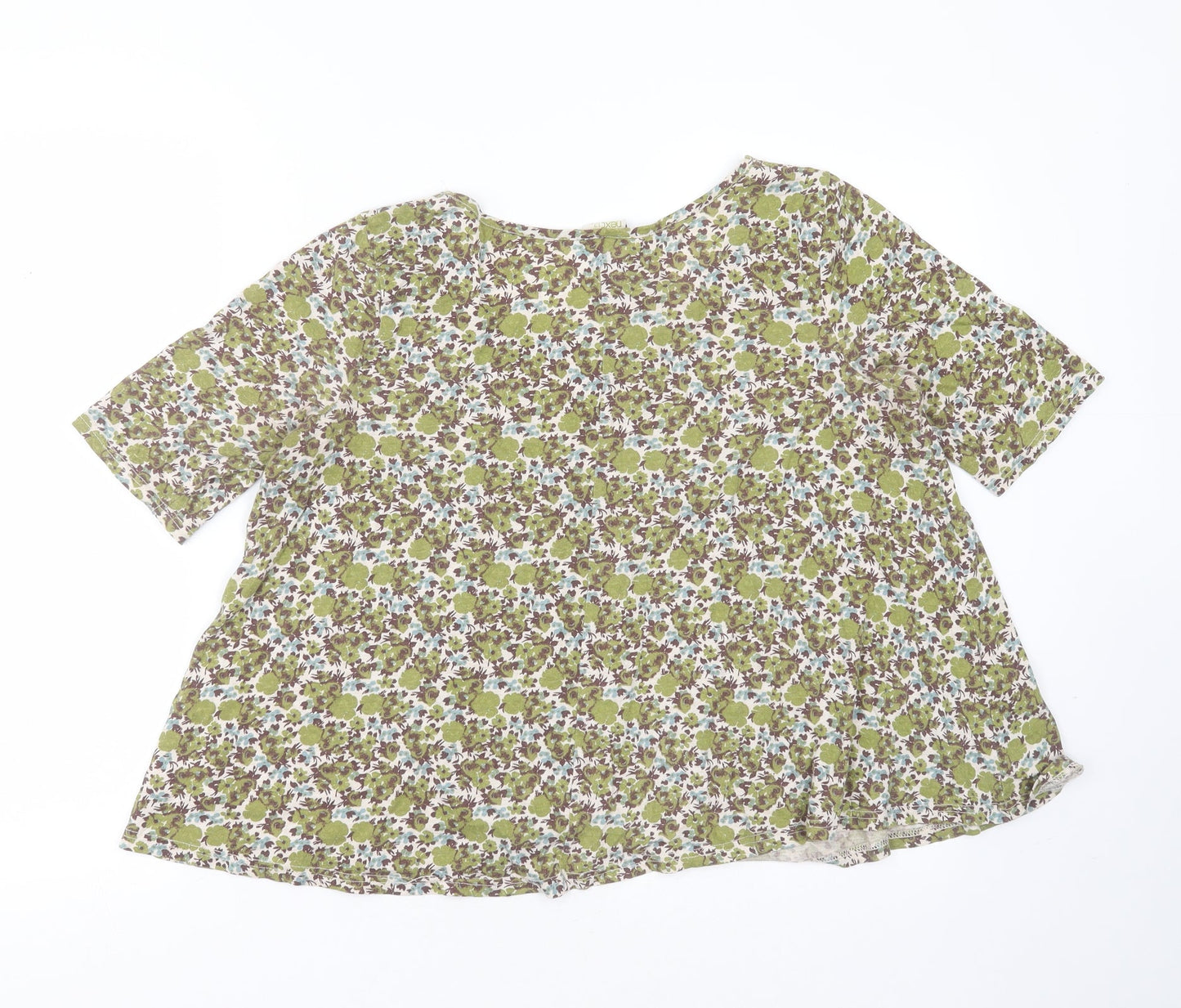 NEXT Womens Green Floral Cotton Basic T-Shirt Size 12 Round Neck