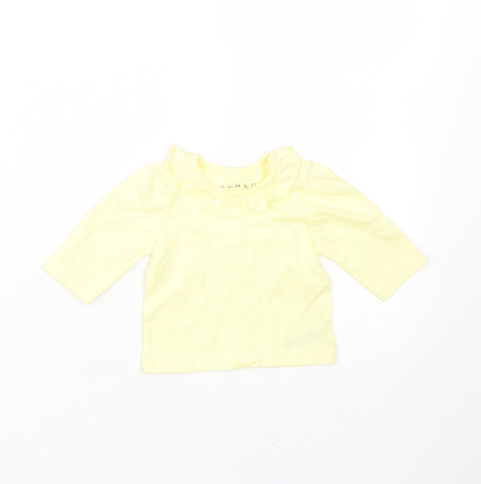 Nutmeg Girls Yellow  Cotton Basic T-Shirt Size Newborn Round Neck