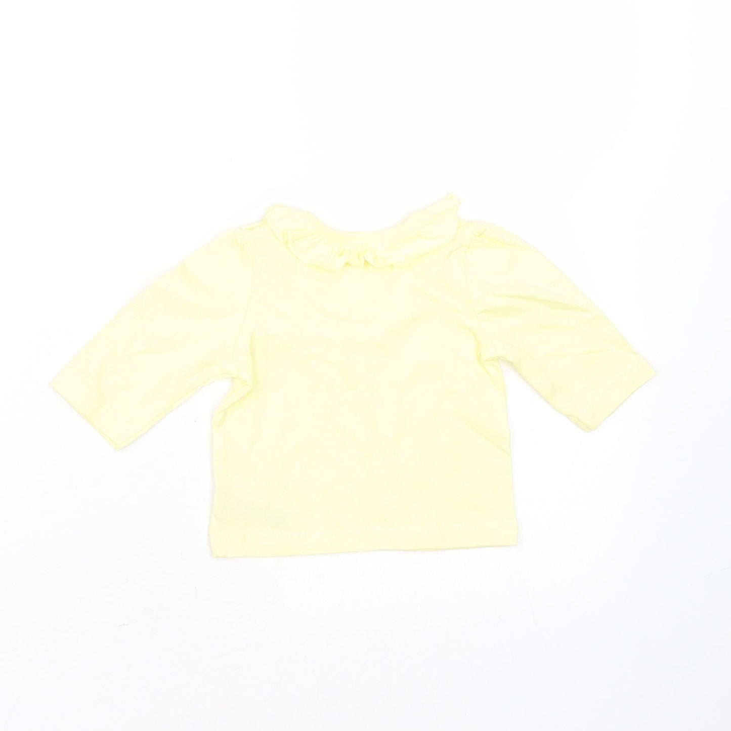 Nutmeg Girls Yellow  Cotton Basic T-Shirt Size Newborn Round Neck