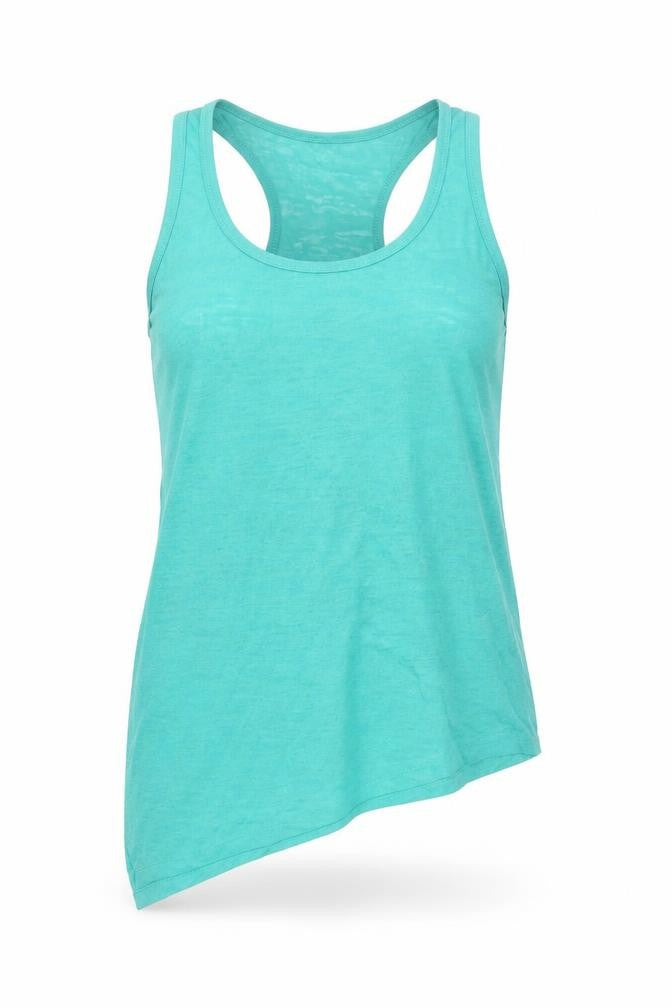 FASHION PRIDE Womens Green  Polyester Basic Tank Size 12 Round Neck - Asymmetric Hem