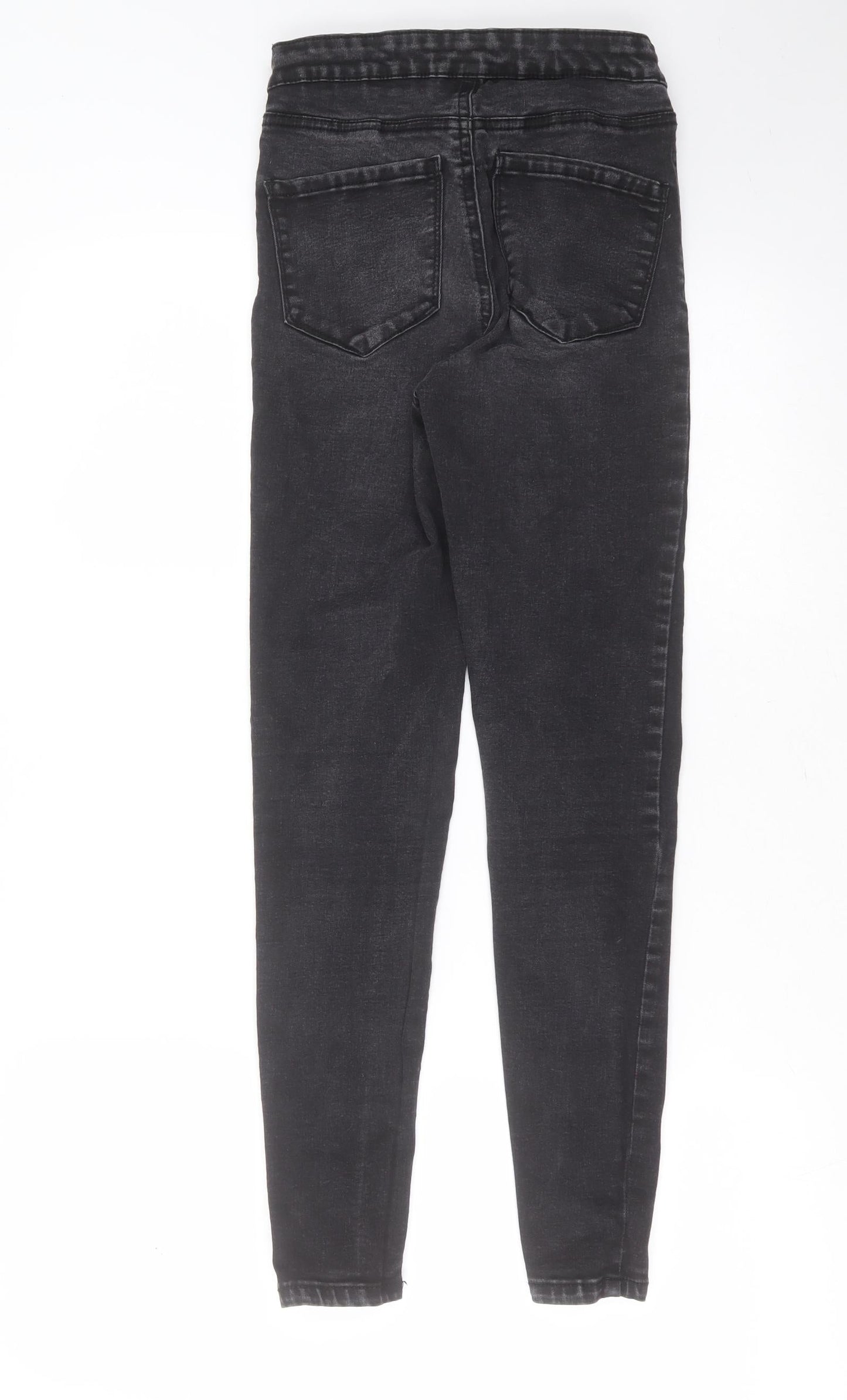 Primark Womens Grey  Cotton Skinny Jeans Size 10 L27 in Extra-Slim Zip