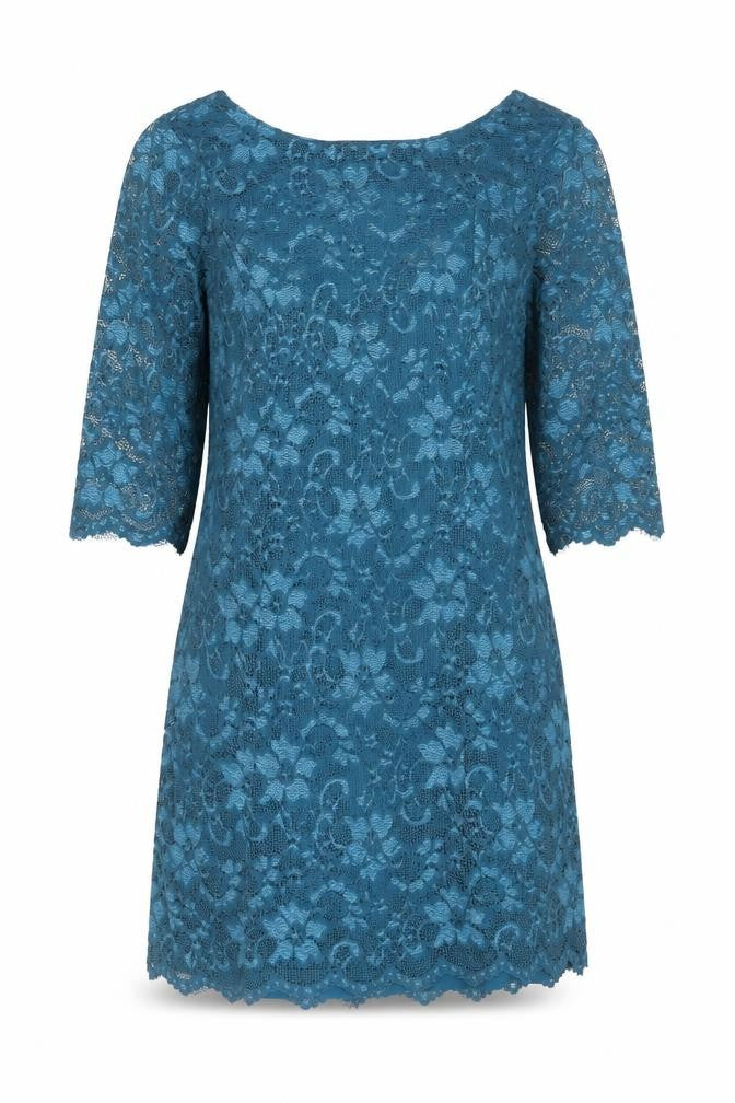 New Look Womens Blue Floral Polyamide Shift  Size 12  Round Neck