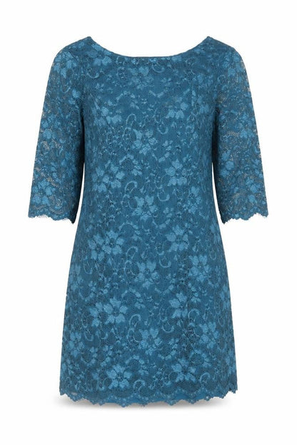 New Look Womens Blue Floral Polyamide Shift  Size 12  Round Neck