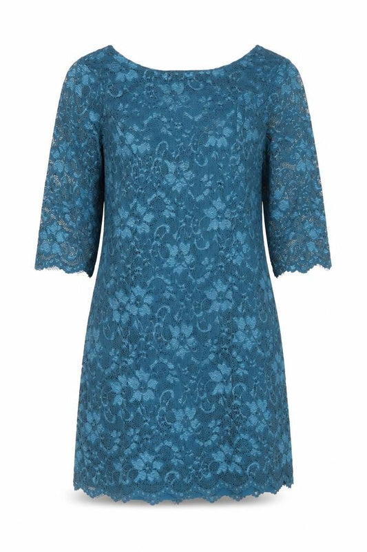 New Look Womens Blue Floral Polyamide Shift  Size 12  Round Neck