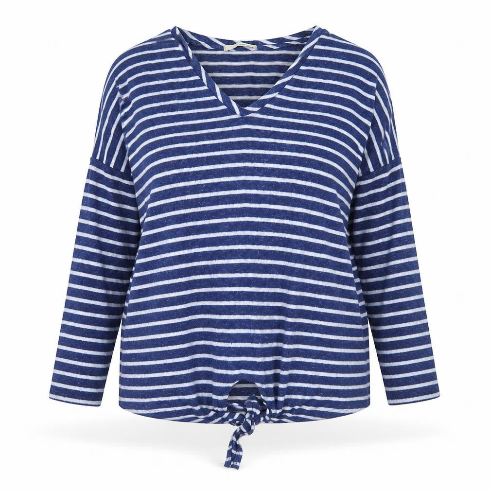 George Womens Blue V-Neck Striped Polyester Pullover Jumper Size 18