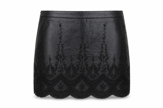 Bikbok Womens Black Floral Polyester Mini Skirt Size M    - Embroidered detail