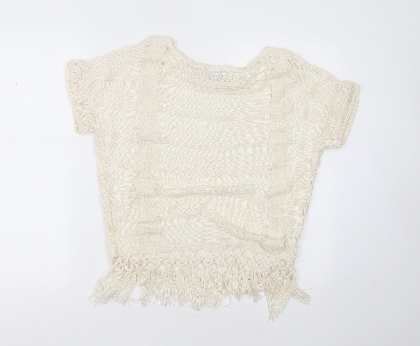 Papaya Womens Ivory Round Neck Striped Acrylic Pullover Jumper Size 12