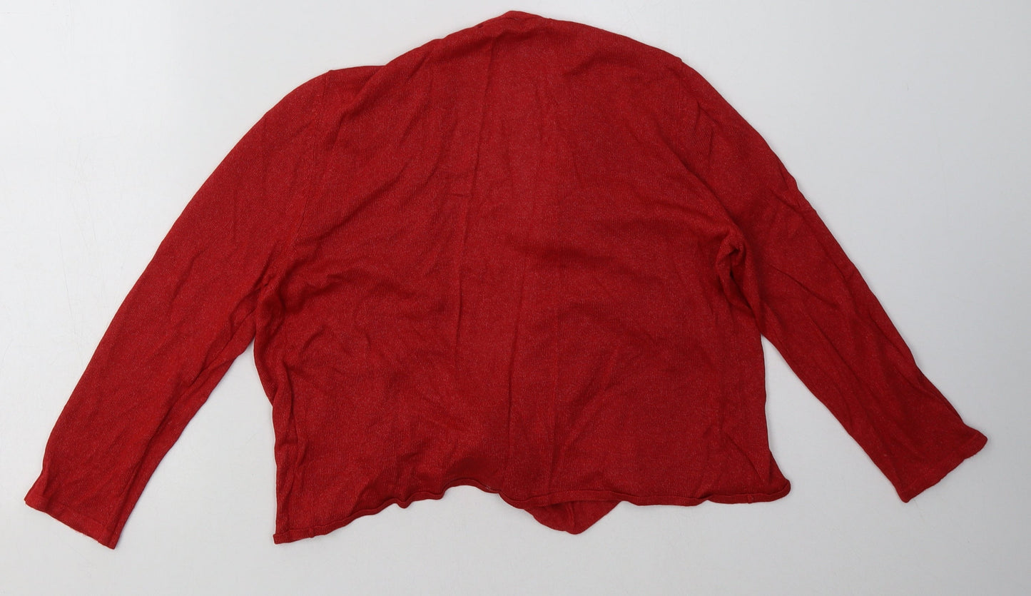 M&Co Womens Red V-Neck  Viscose Cardigan Jumper Size 12