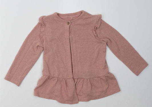 George Girls Pink Crew Neck  Polyester Cape Jumper Size 3-4 Years  Button