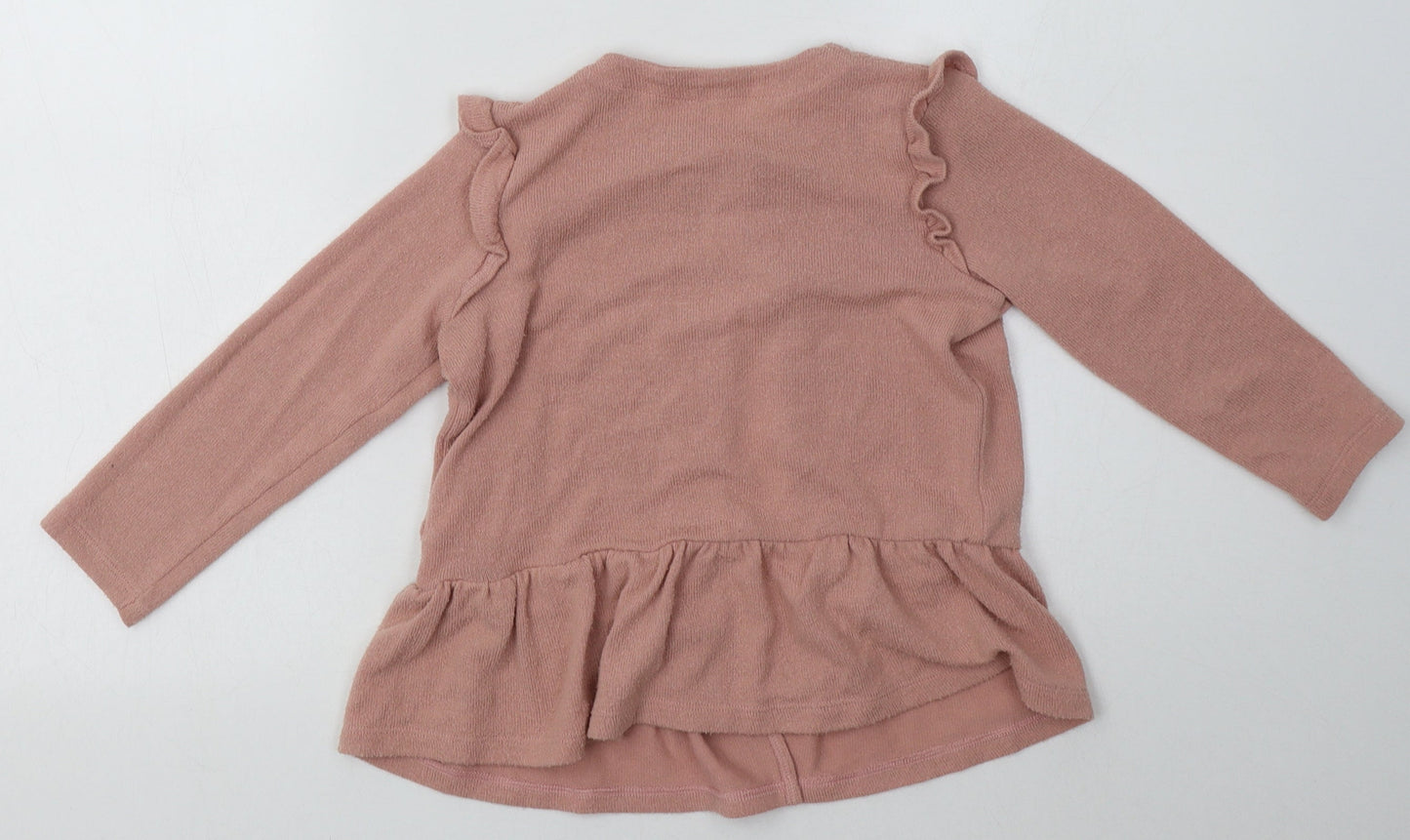 George Girls Pink Crew Neck  Polyester Cape Jumper Size 3-4 Years  Button