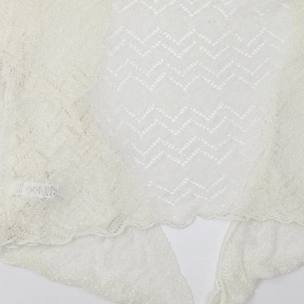 M&Co Womens White V-Neck  Acrylic Cardigan Jumper Size 12