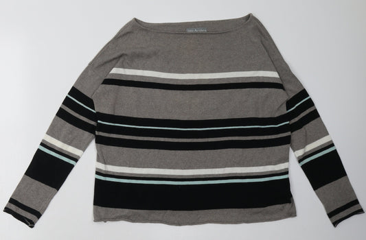 Marks and Spencer Womens Grey Striped Cotton Pullover Sweatshirt Size 8  Pullover