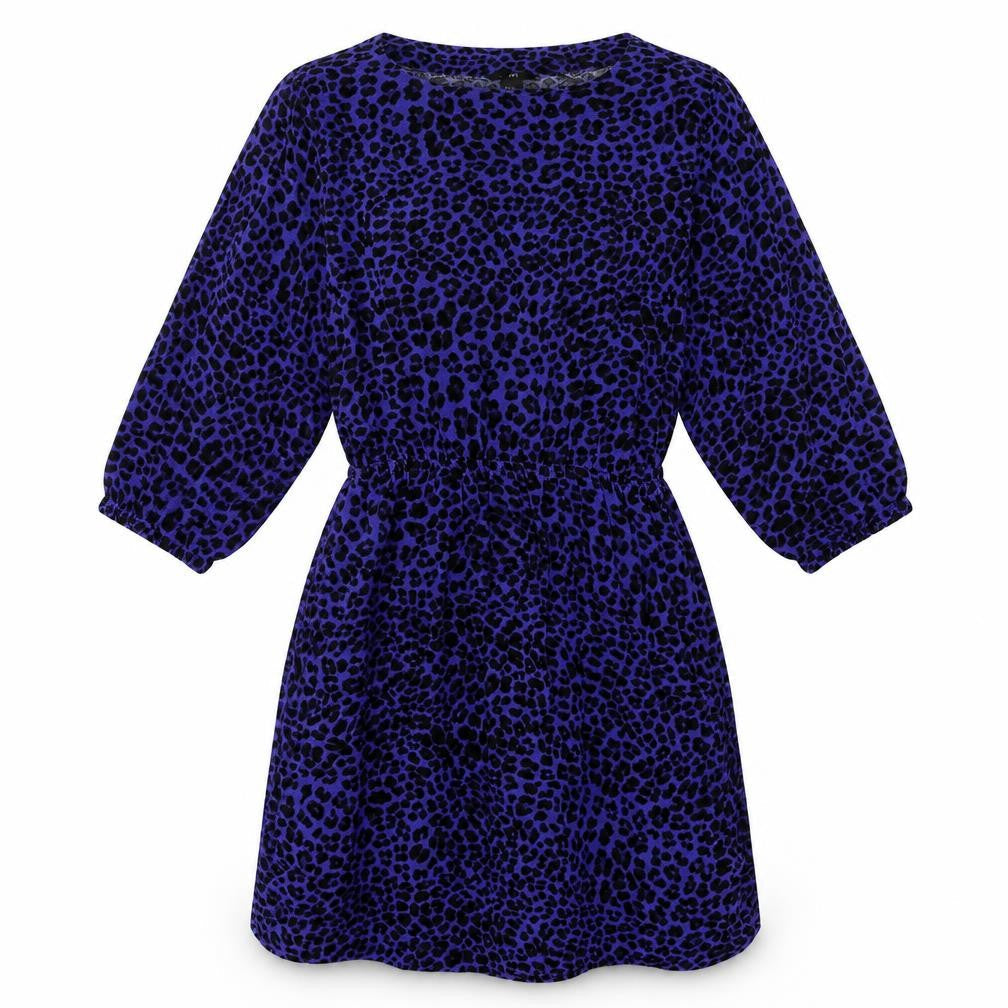 H&M Womens Blue Animal Print Viscose A-Line  Size 8  Crew Neck Pullover