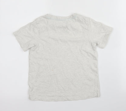 Tu Boys Beige  Cotton Basic T-Shirt Size 5-6 Years Round Neck