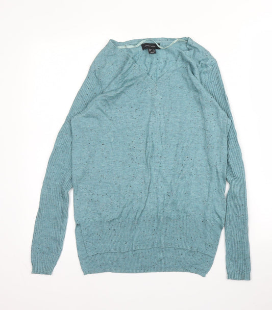 Primark Womens Green V-Neck  Polyester Pullover Jumper Size 8