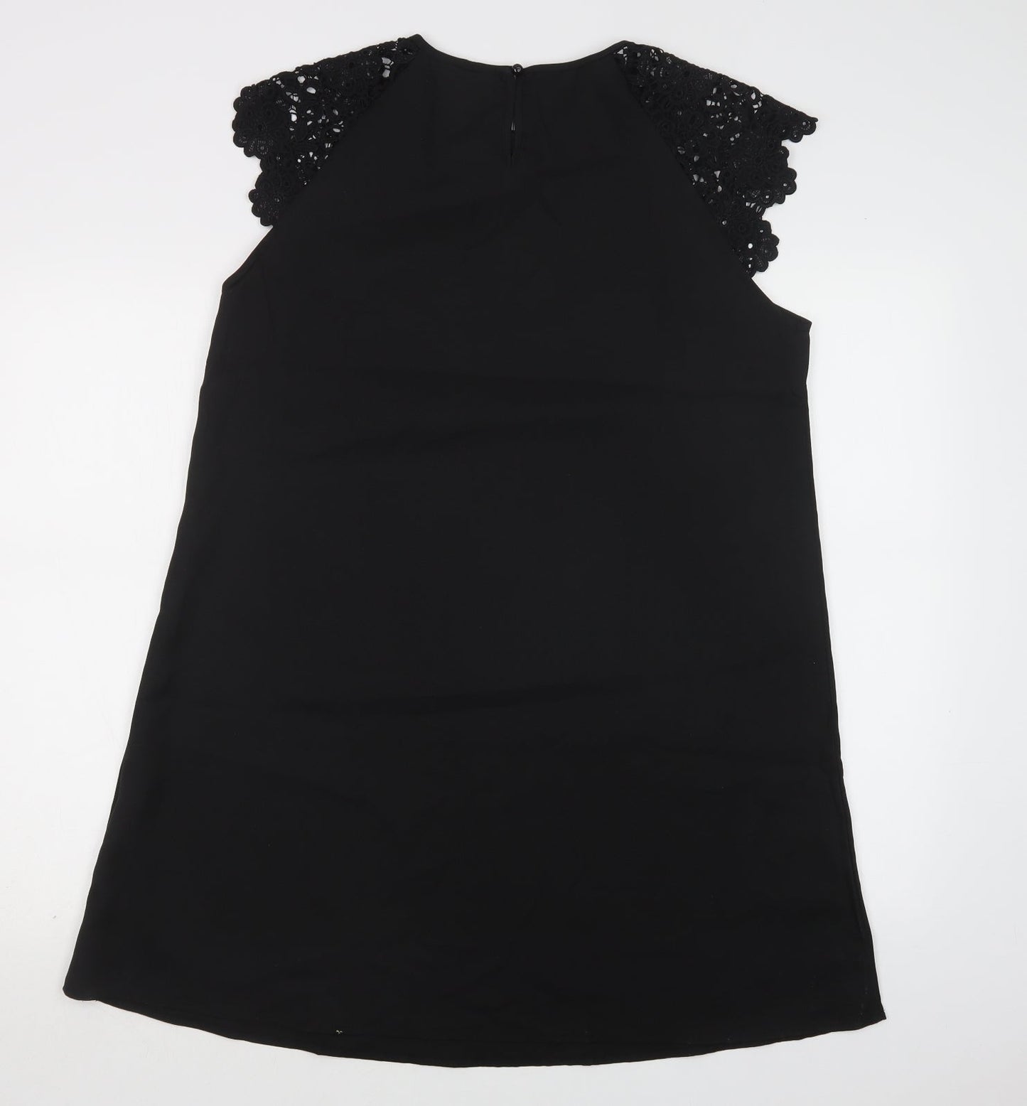 SheIn Womens Black  Polyester A-Line  Size L  Round Neck Button