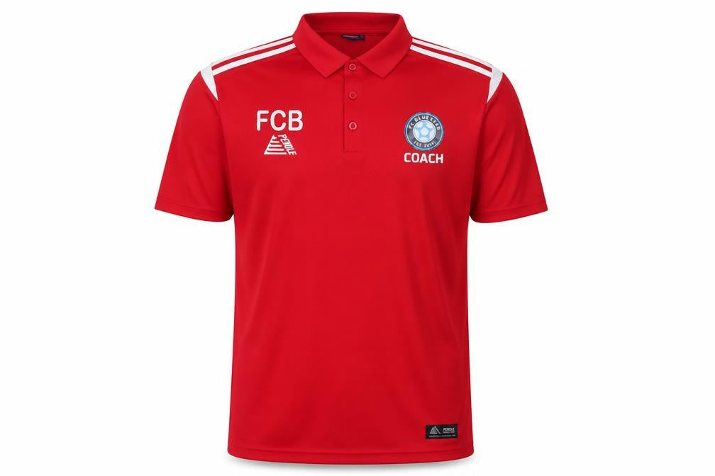 Pendle  Mens Red  Polyester  Polo Size L Collared Button - FC Bluestar